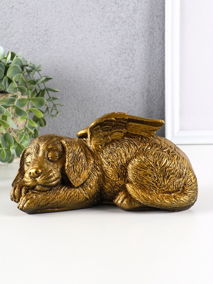 Копилка для денег «Собака ангел», гипс, 11×21×12 см, цв. бронза