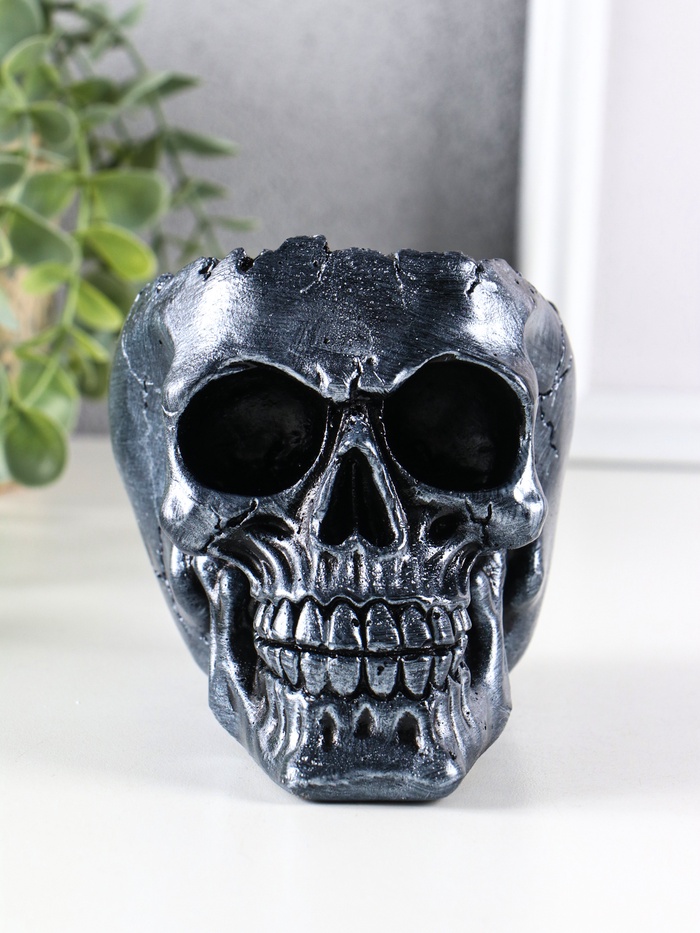 Пепельница для дома «Череп», гипс, 10.5×10×14 см, чёрный - Фото 1