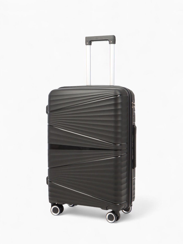 УЦЕНКА Чемодан на колёсах средний 75 л (М), на молнии, кодовый замок, чёрный - Фото 1