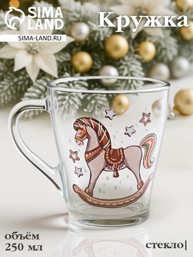 Кружка "Грация. Новогодние игрушки", 250 мл, стекло, рисунок МИКС 10910054