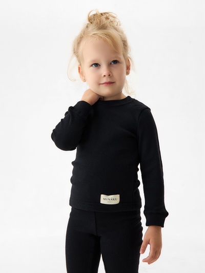 Термобельё детское (лонгслив, брюки) MINAKU, чёрное, рост 116 см