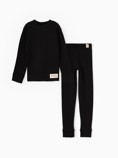 Термобельё детское (лонгслив, брюки) MINAKU, чёрное, рост 116 см