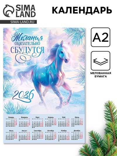 Календарь 2026 настенный «Желания сбудутся», А2