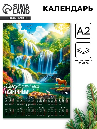 Календарь 2026 настенный «Каждый день будет солнечным», А2