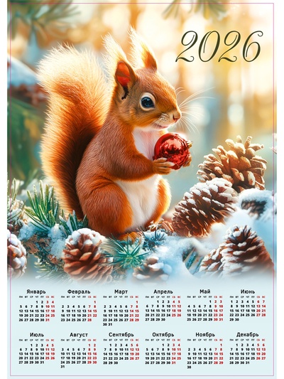 Календарь 2026 настенный «Белка», А2