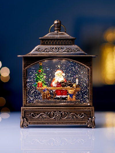 Фигура светодиодная «Дед Мороз» 5.5×14×19.5 см, от батареек 3хААА, музыка, USB, свечение тёплое белое