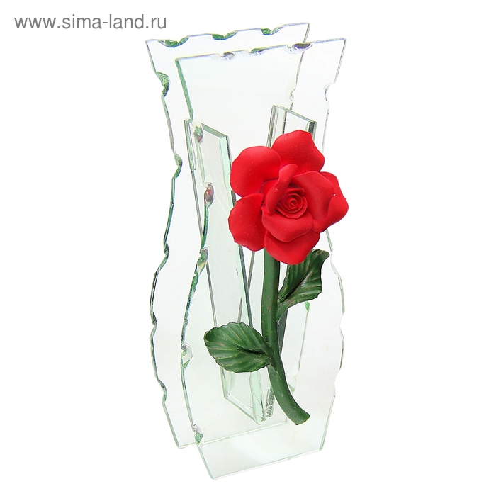 ваза стекло Калипсо лепнина 20*9 см роза - Фото 1