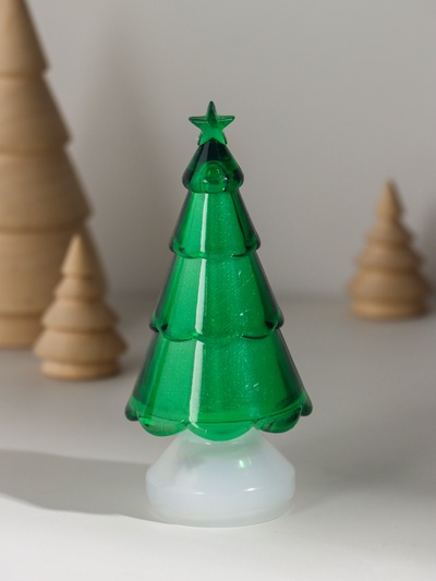 Фигурка светящаяся RISALUX «Ёлочка со звездой», LED-ночник, RGB, 3×AG10, зелёный, 5.5×5.5×11.5 см