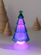 Фигурка светящаяся RISALUX «Ёлочка со звездой», LED-ночник, RGB, 3×AG10, зелёный, 5.5×5.5×11.5 см - фото 6809679