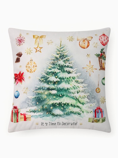 Подушка декоративная новогодняя «Этель. Time to decorate», 40×40 см, велюр