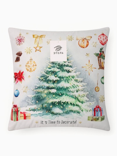 Подушка декоративная новогодняя «Этель. Time to decorate», 40×40 см, велюр