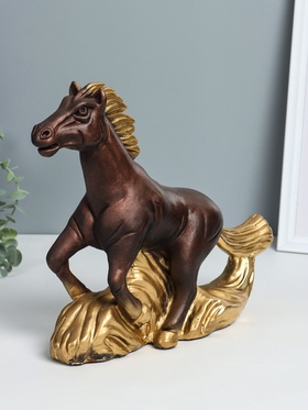 Копилка для денег «Конь на ветру», гипс, 28×32×9.5 см, бронза с золотом
