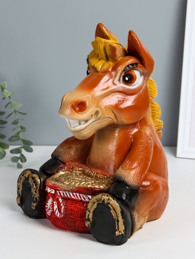 Копилка для денег «Конь с мешком», гипс, 28×22×22 см