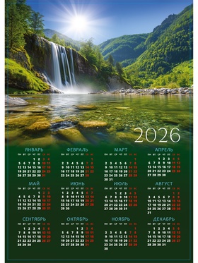 Календарь 2026 «Водопад», А3 (комплект 10 шт)