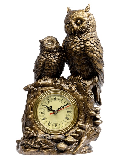 УЦЕНКА Часы настольные интерьерные каминные «Две совы», 15.5×9×29.5 см