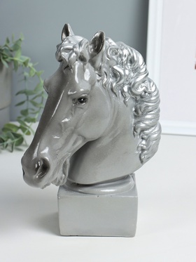 Копилка для денег «Голова коня», гипс, 25 см, серый