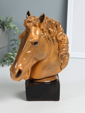 Копилка для денег «Голова коня Гнедая», гипс, 25 см, коричневый
