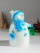 Копилка для денег «Снеговик новогодний с подарком», гипс, 19 см, голубой - Фото 3