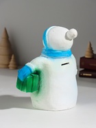 Копилка для денег «Снеговик новогодний с подарком», гипс, 19 см, голубой - Фото 4