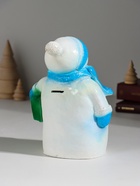 Копилка для денег «Снеговик новогодний с подарком», гипс, 19 см, голубой - Фото 5