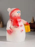 Копилка для денег «Снеговик новогодний с подарком», гипс, 19 см, красный - Фото 3