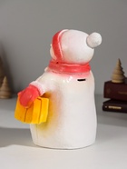 Копилка для денег «Снеговик новогодний с подарком», гипс, 19 см, красный - Фото 4