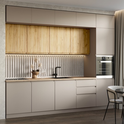 УЦЕНКА Кухонный гарнитур в потолок 3000 Виктория, Кашемир/Дуб крафт