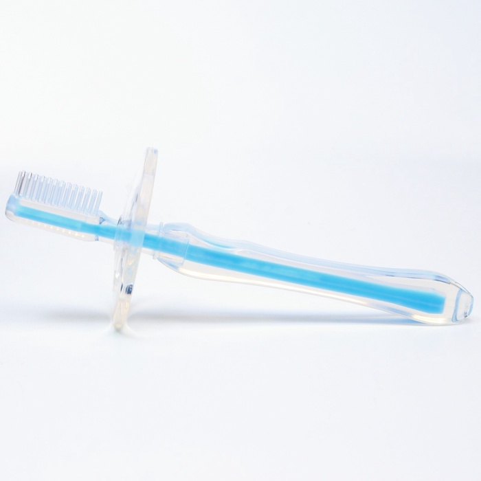 УЦЕНКА Прорезыватель - зубная щетка для малышей, с ограничителем, цвет голубой, Крошка Я - Фото 1