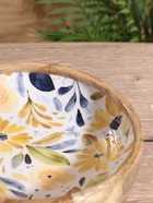 УЦЕНКА Блюдо «Желтые и синие цветы» дерево манго 25.5×25.5×6 см 10926762