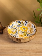 УЦЕНКА Блюдо «Желтые и синие цветы» дерево манго 25.5×25.5×6 см 10926762