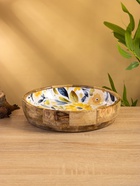 УЦЕНКА Блюдо «Желтые и синие цветы» дерево манго 25.5×25.5×6 см 10926762