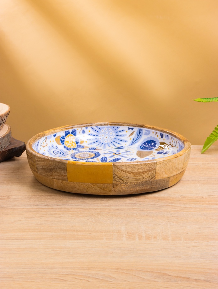 УЦЕНКА Блюдо «Васильки» дерево манго 25×25×4.5 см - Фото 1