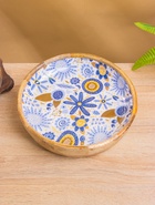 УЦЕНКА Блюдо "Васильки" дерево манго 25,5х25,5х6 см - фото 14919457