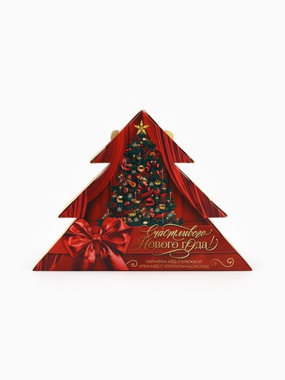 Подарочный набор новогодний «Счастливого нового года»: чай 20 г, крем-мёд 60 г, шоколад 27 г