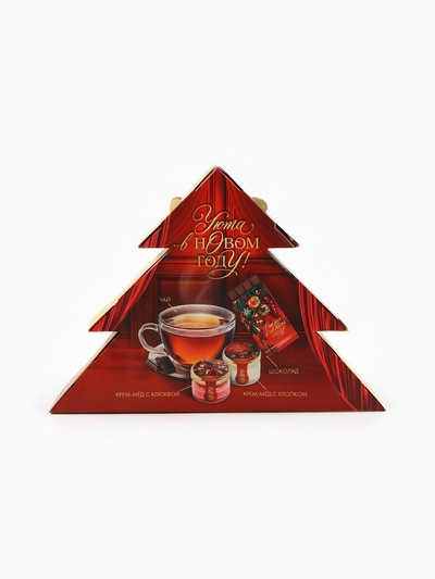Подарочный набор новогодний «Счастливого нового года»: чай 20 г, крем-мёд 60 г, шоколад 27 г
