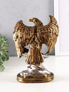 Фигурка полистоун «Орёл на камне», 24.5×18×11 см, бронза - фото 809163559