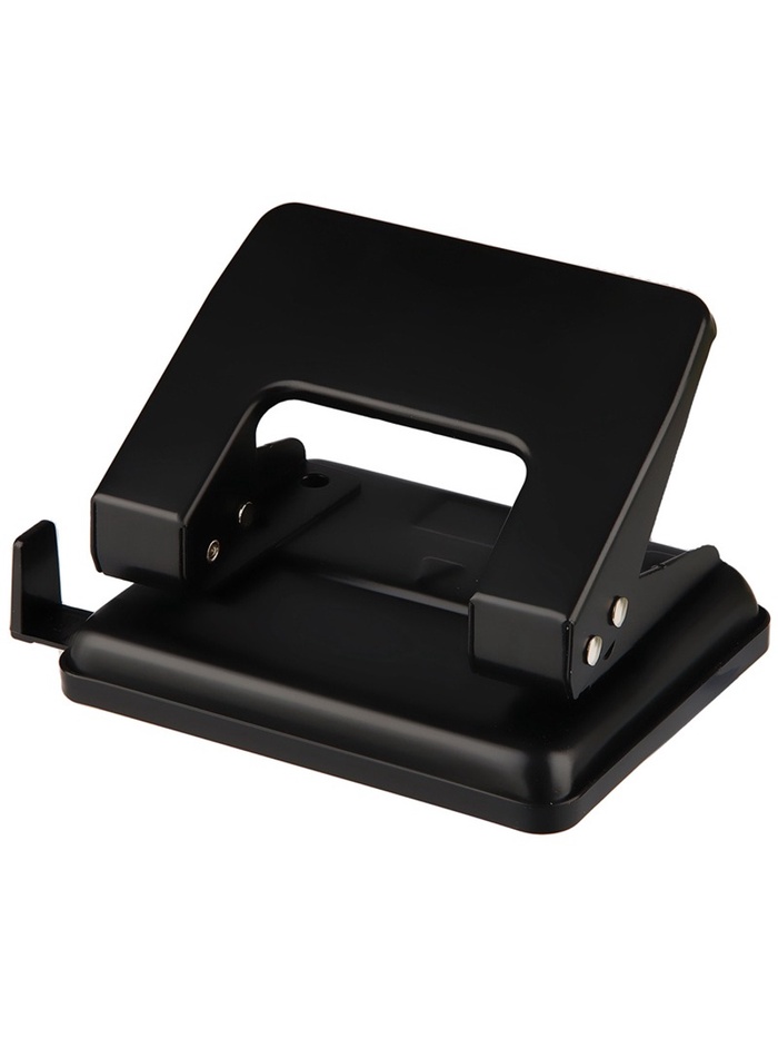 Дырокол металлический, 20 листов, OfficeSpace, линейка, черный - Фото 1