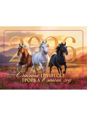 Календарь 2026 карманный «Тройка лошадей»