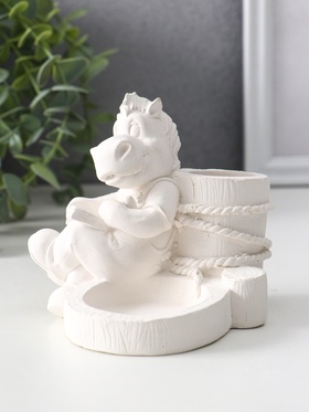 Подсвечник на 2 свечи «Конь с книгой», гипс, 10×11×11 см, натуральный