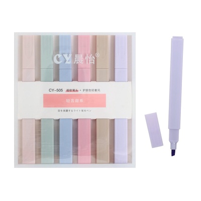 УЦЕНКА Набор маркеров текстовыделителей 6 цветов Пастельные цвета, корпус квадратный