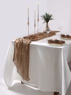 Дорожка на стол «Этель» Ethereality, жатая, 90×300 см, бежевая - Фото 1