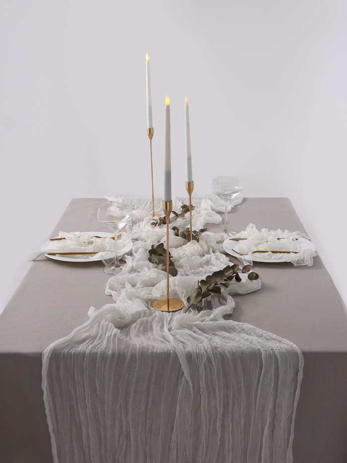 Дорожка на стол «Этель» Ethereality, жатая, 90×300 см, белая - Фото 1