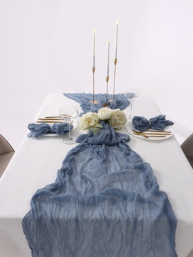 Дорожка на стол «Этель», 90×300 см, голубая, 100% п/э