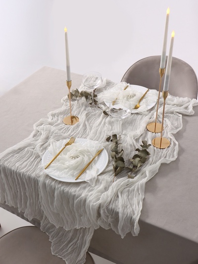 Набор сервировочный «Этель»: дорожка 90×300 см, салфетка 50×50 см -4 шт., белый, 100% п/э