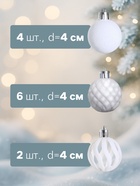 Ёлочные шары набор 12 шт., d=4 см, «Бархат. Время карнавала» белый - фото 119578983