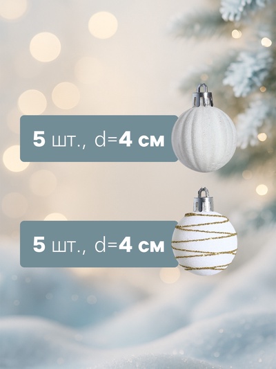 Ёлочные шары «Бархат. Феерия», d=4 см, набор 20 шт., белые