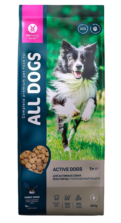 ALL DOGS корм сухой д/соб. активных, пп, 20 кг