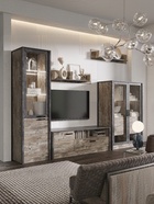 Тумба под ТВ Амели, 1500х492х520, Дуб юкон/Бетон темный - фото 14896200