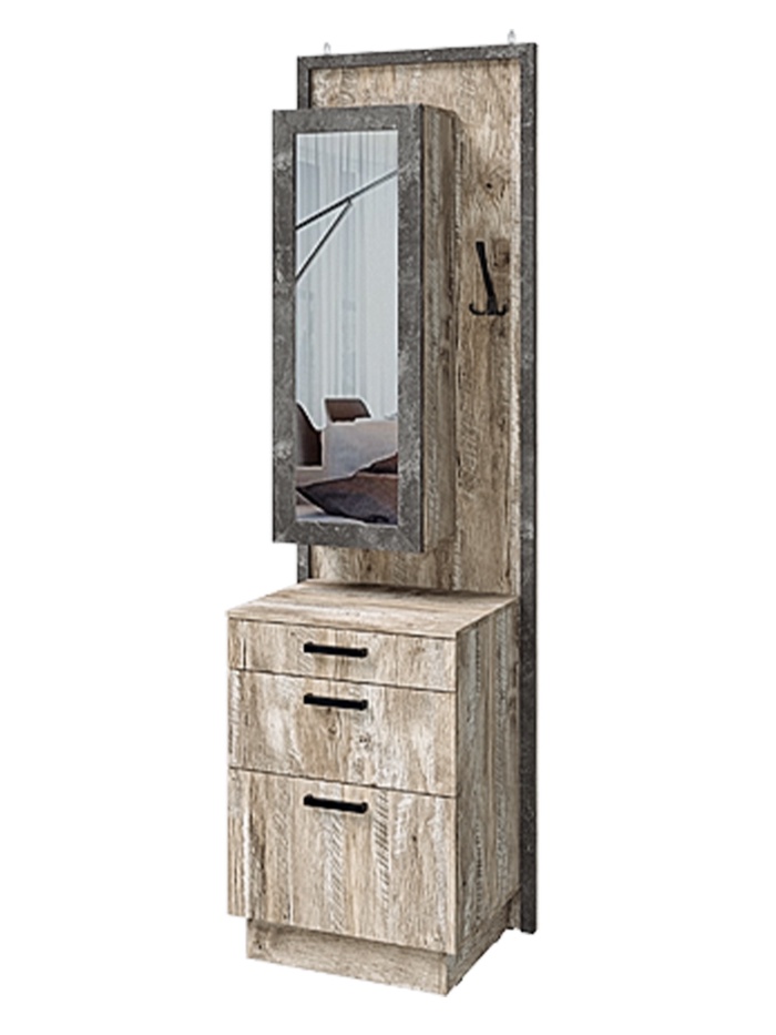 Прихожая «Амели», с зеркалом, 592×458×2016 мм, цвет дуб юкон/бетон тёмный - Фото 1