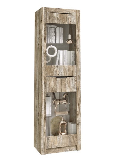 Шкаф – пенал «Ривьера», со стеклом, 640×442×2200 мм, цвет дуб юкон/бетон тёмный